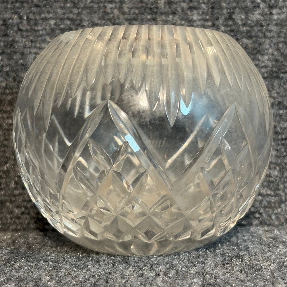 Vintage Heavy Cut Crystal Glass Bowl Starburst Pattern Centerpiece Serveware
